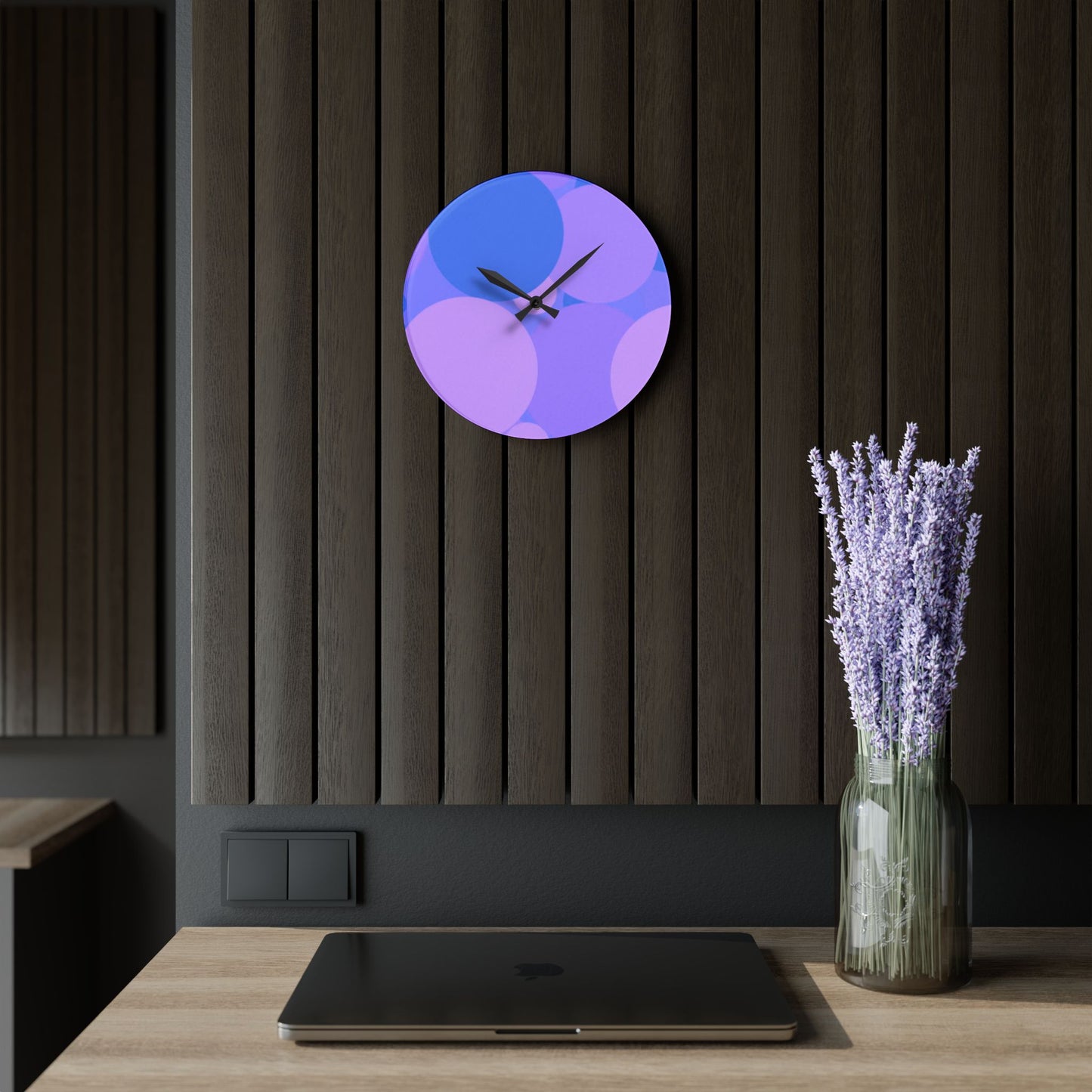 Pastel Purple Family Patches Acrylic Wall Clock, Round or Square, 10.75" x 10.75"