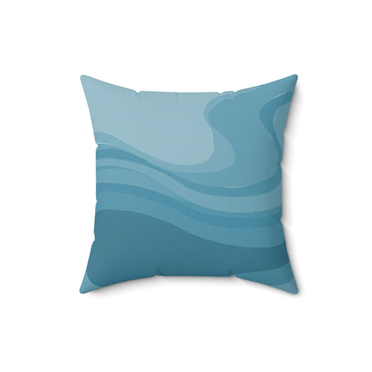 Sky Blue Wavey 16" x 16" Faux Suede Square Pillow