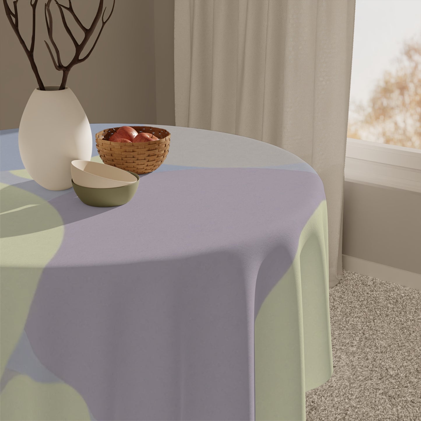 Pastel Soft Blue and Soft White Patches Tablecloth, 55" x 55"
