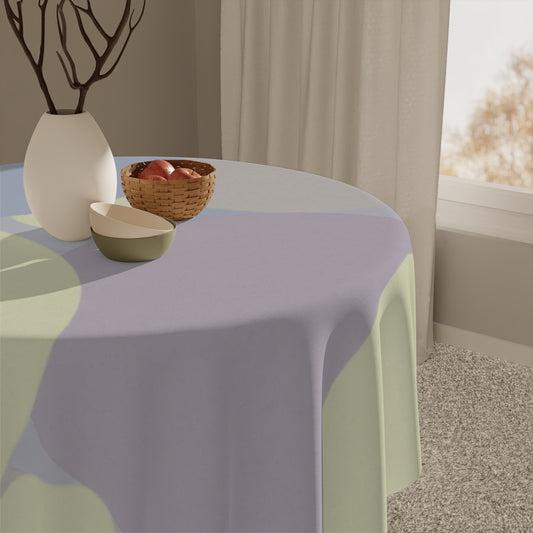 Pastel Soft Blue and Soft White Patches Tablecloth, 55" x 55"