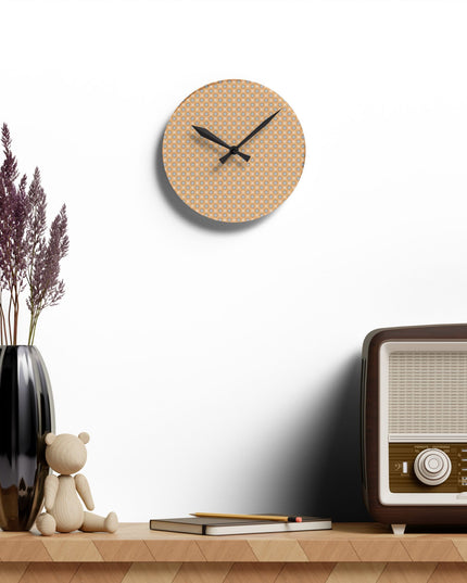 Tan Sunset Star-crossed Bodies Acrylic Round Wall Clock, 8" x 8"