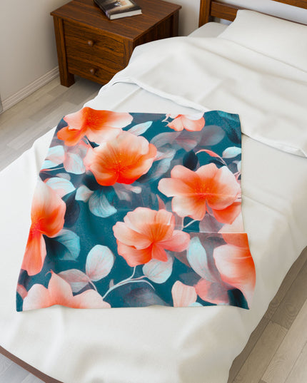 Orange Blossom Floral Bunch Velveteen Plush Blanket, 30" x 40"