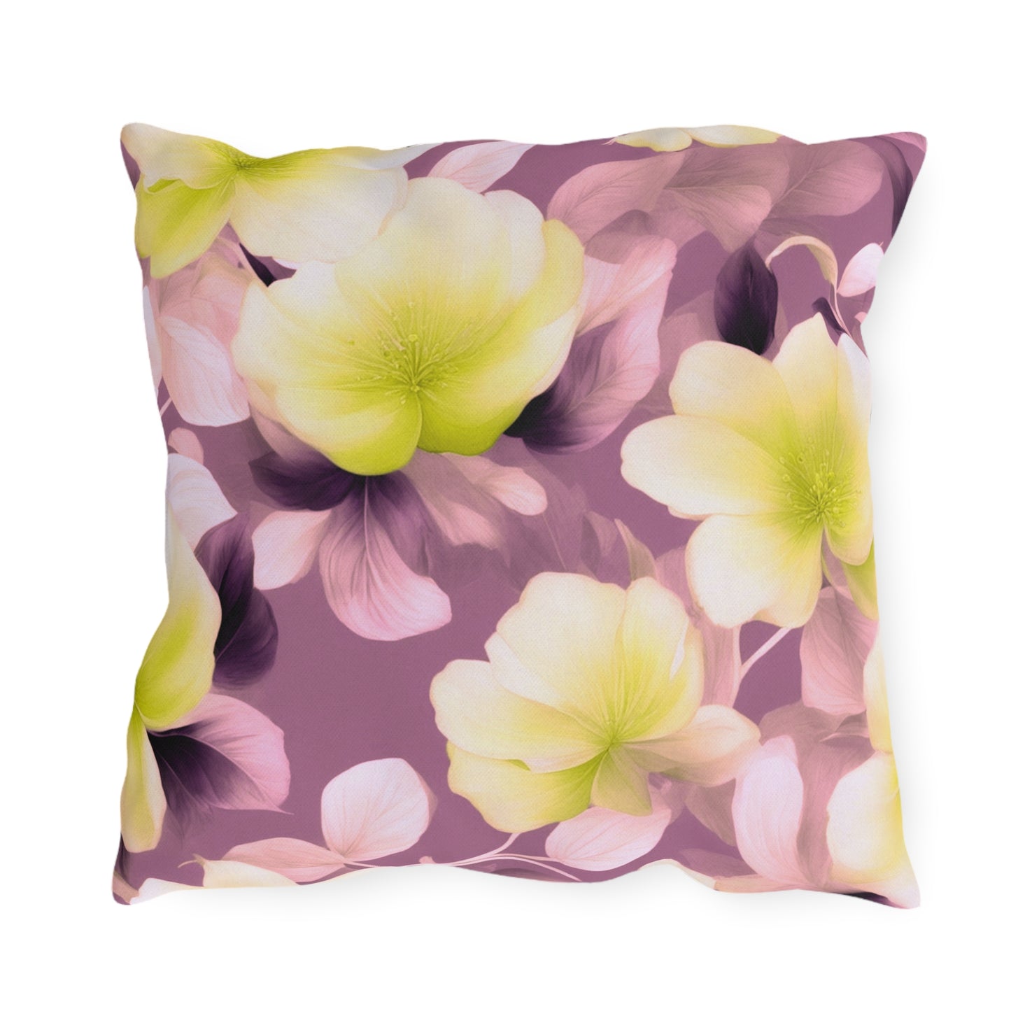 Lemon Blossom Floral Bunch 18" x 18" Outdoor Pillow