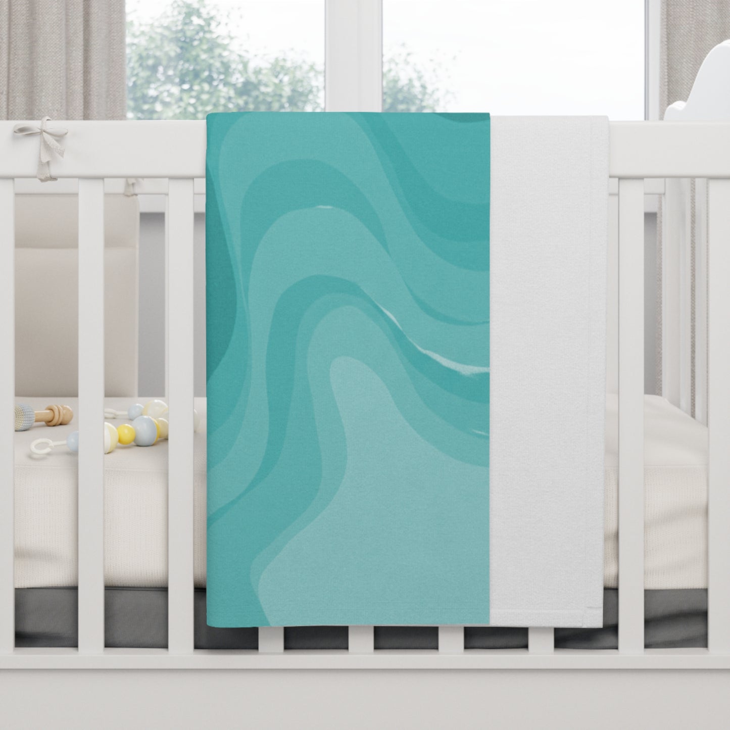 Tif Green Wavey Soft Fleece Baby Blanket, 30" x 40"