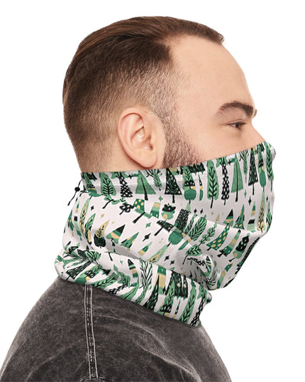 Mini Vintage Green Trees Winter Neck Gaiter With Drawstring