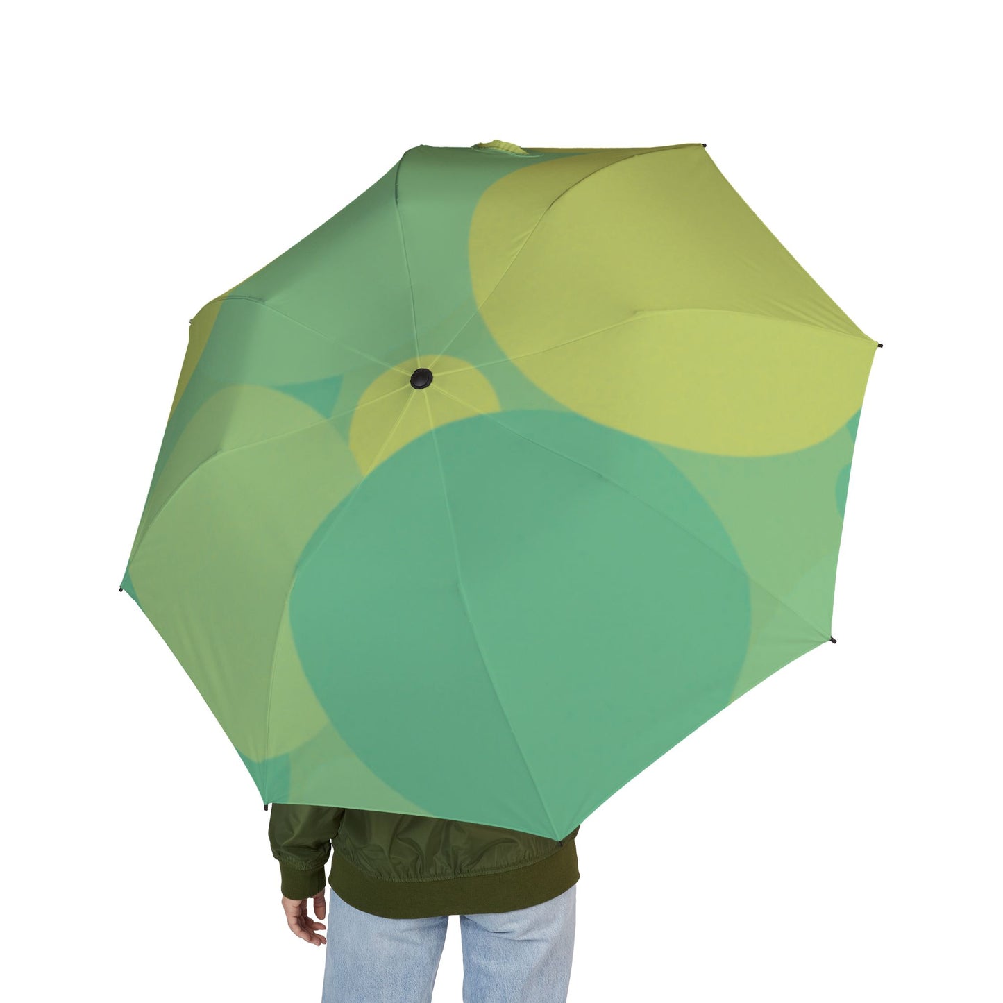 Pastel Green Patches Foldable Umbrella - Compact & Chic