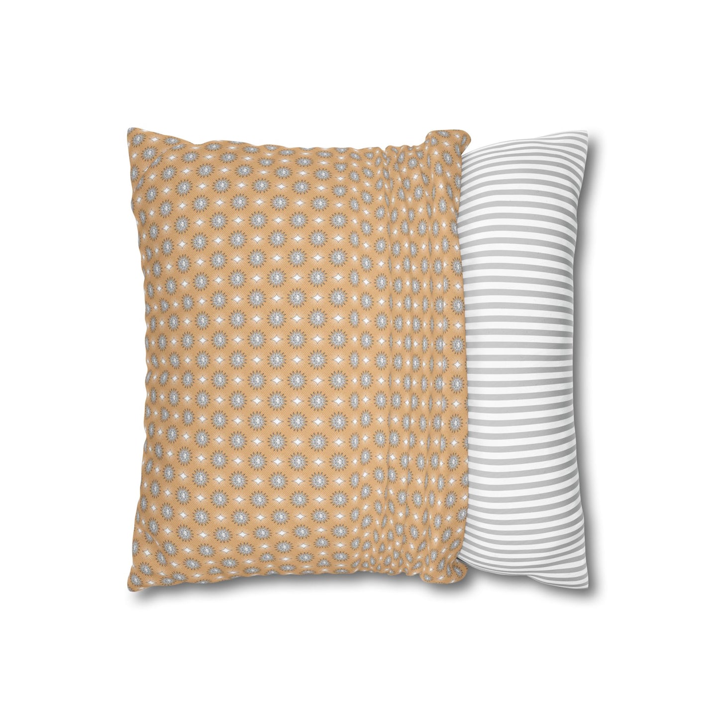 Tan Sunset Star-crossed Bodies Spun Polyester Square Pillowcase, 14" x 14"