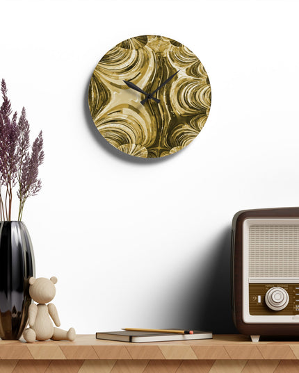 Uzi Spiral Light Brown Acrylic Wall Clock, Round or Square, 10.75" x 10.75"