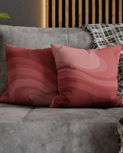 Power Red Wavey Spun Polyester Square Pillowcase, 14" x 14"