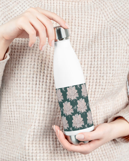Soft White Floral Butterflies 20oz Insulated Water Bottle