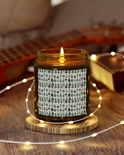 Mini Vintage Green Trees Scented Candles, Coconut Apricot Wax (9oz)