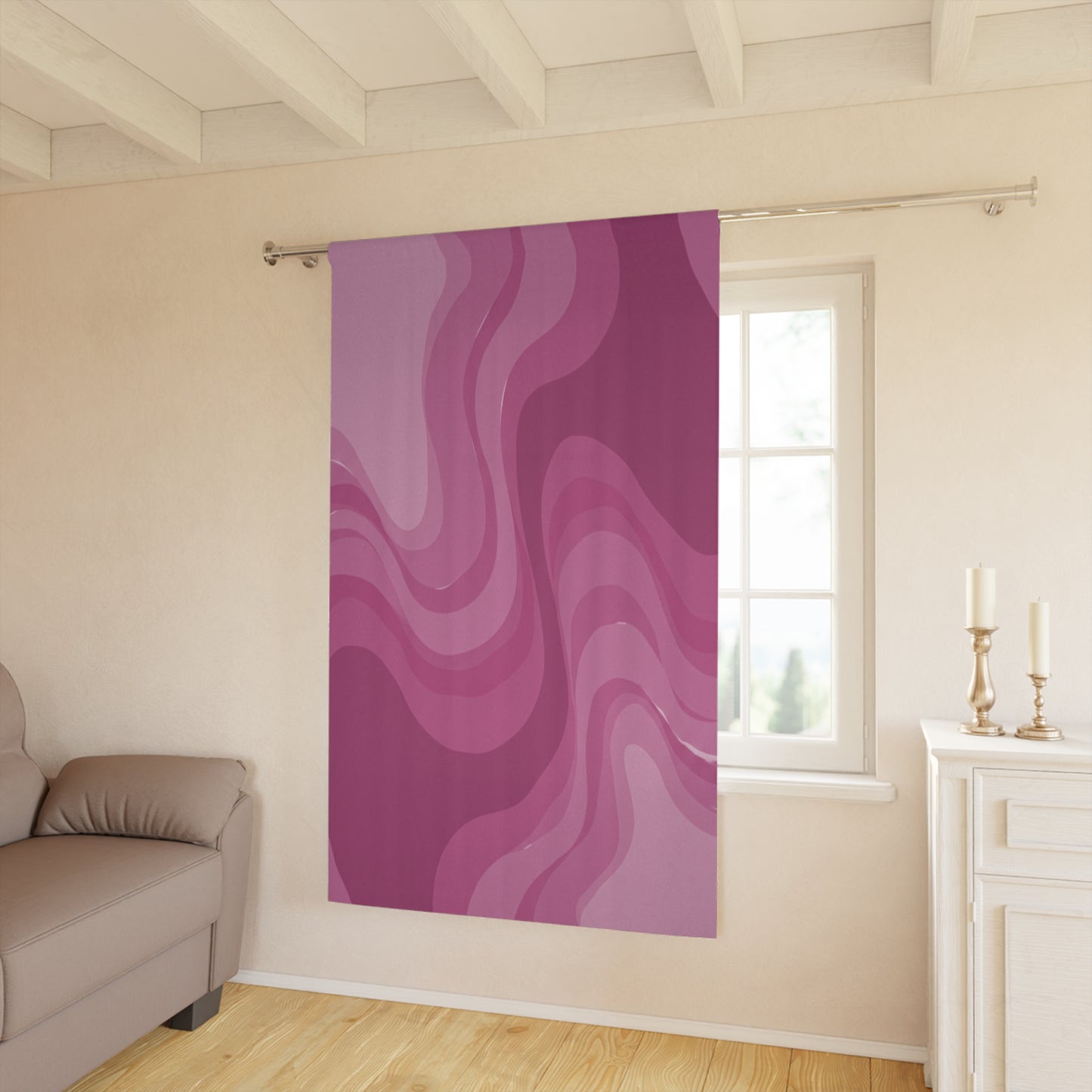 Pinky Mauve Wavey Window Curtain, 50" x  84", blackout