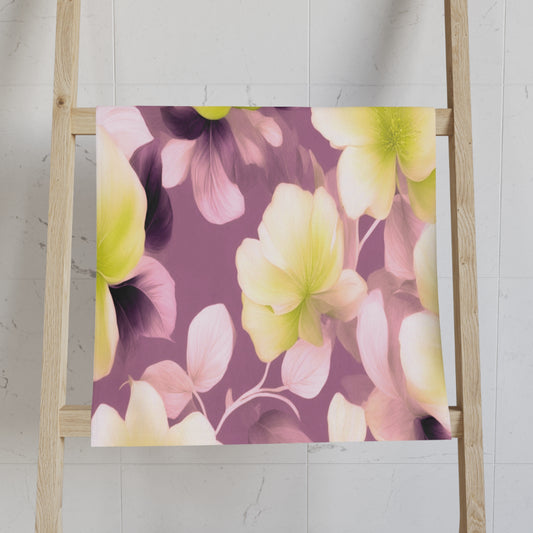 Lemon Blossom Floral Bunch Hand Towel, 16" x 28"