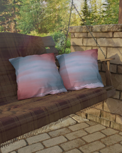 Gray Sea Pink Fog 18" x 18" Outdoor Pillow