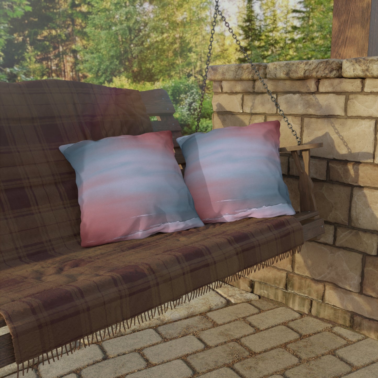 Gray Sea Pink Fog 18" x 18" Outdoor Pillow