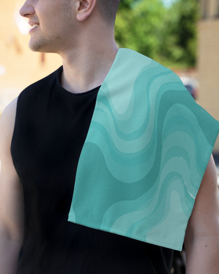 Tif Green Wavey Rally Towel, 11" x 18"