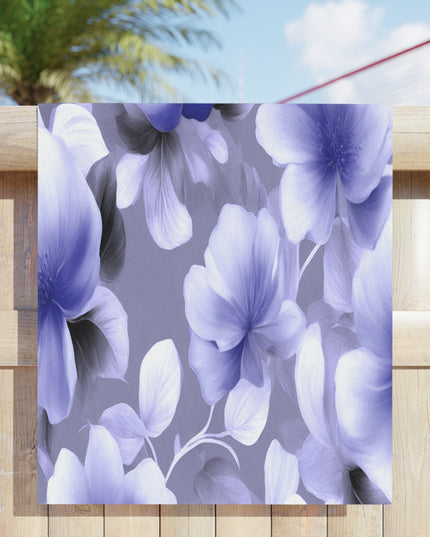 Indigo Blossom Floral Bunch Beach Towel, 30" x 60"