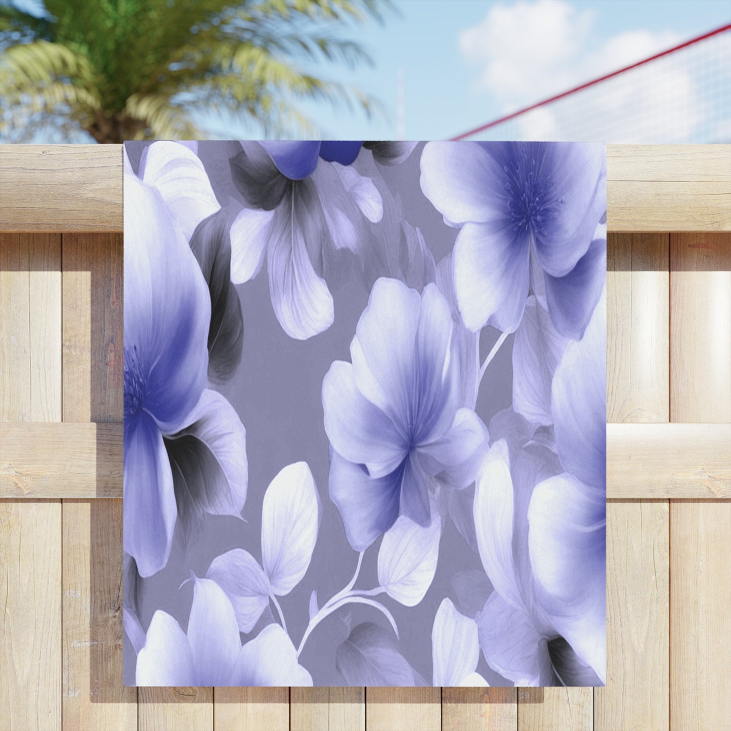 Indigo Blossom Floral Bunch Beach Towel, 30" x 60"