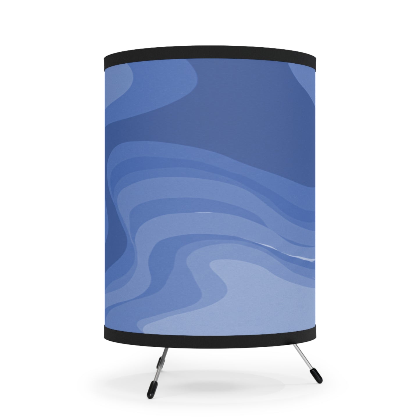 Deep Blue Wavey Tripod Lamp with High-Res Printed Shade, US\CA plug