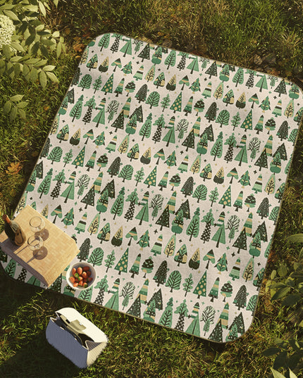 Mini Vintage Green Trees Picnic Blanket, 61" × 51"
