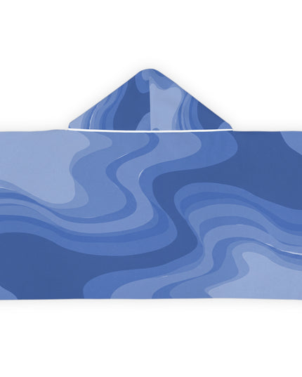 Deep Blue Wavey Youth Hooded Towel, 24" x 48"