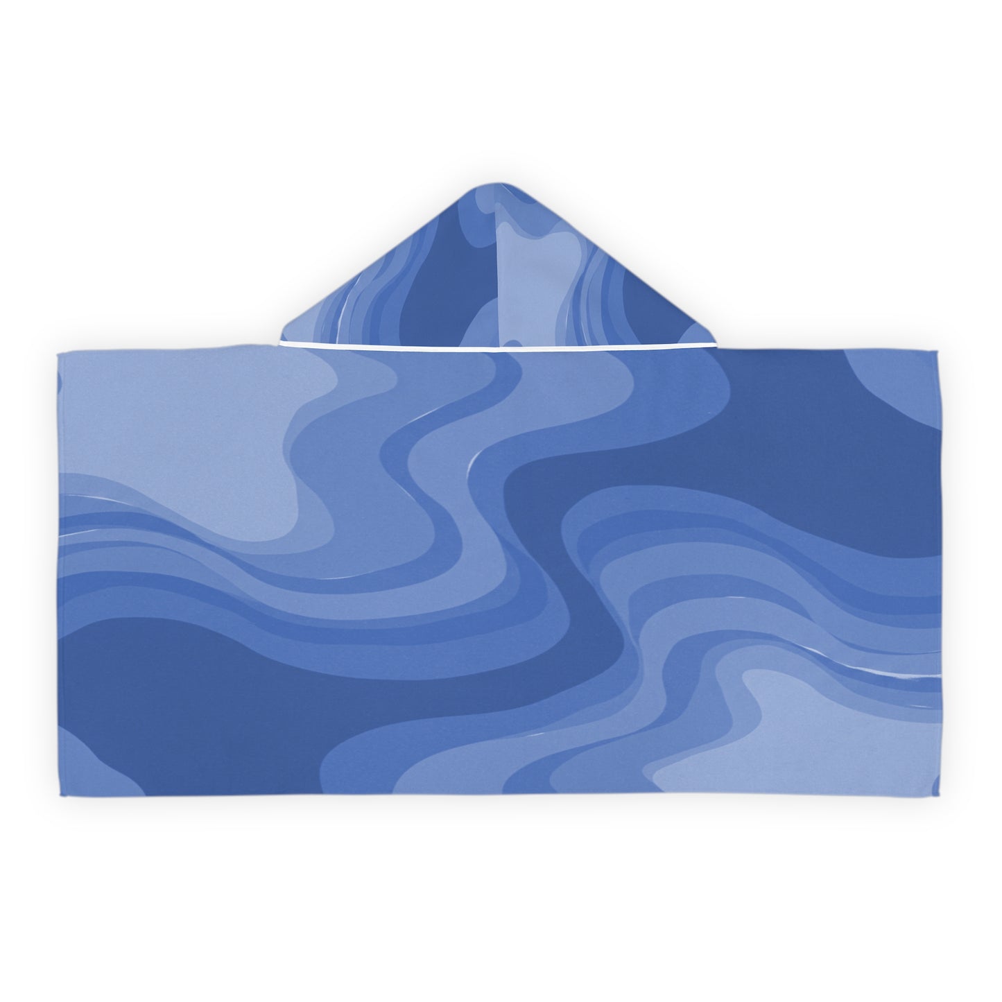 Deep Blue Wavey Youth Hooded Towel, 24" x 48"