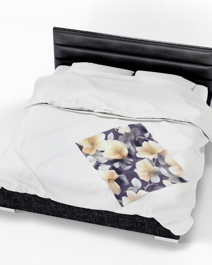 White Blush Floral Bunch Velveteen Plush Blanket, 30" x 40"