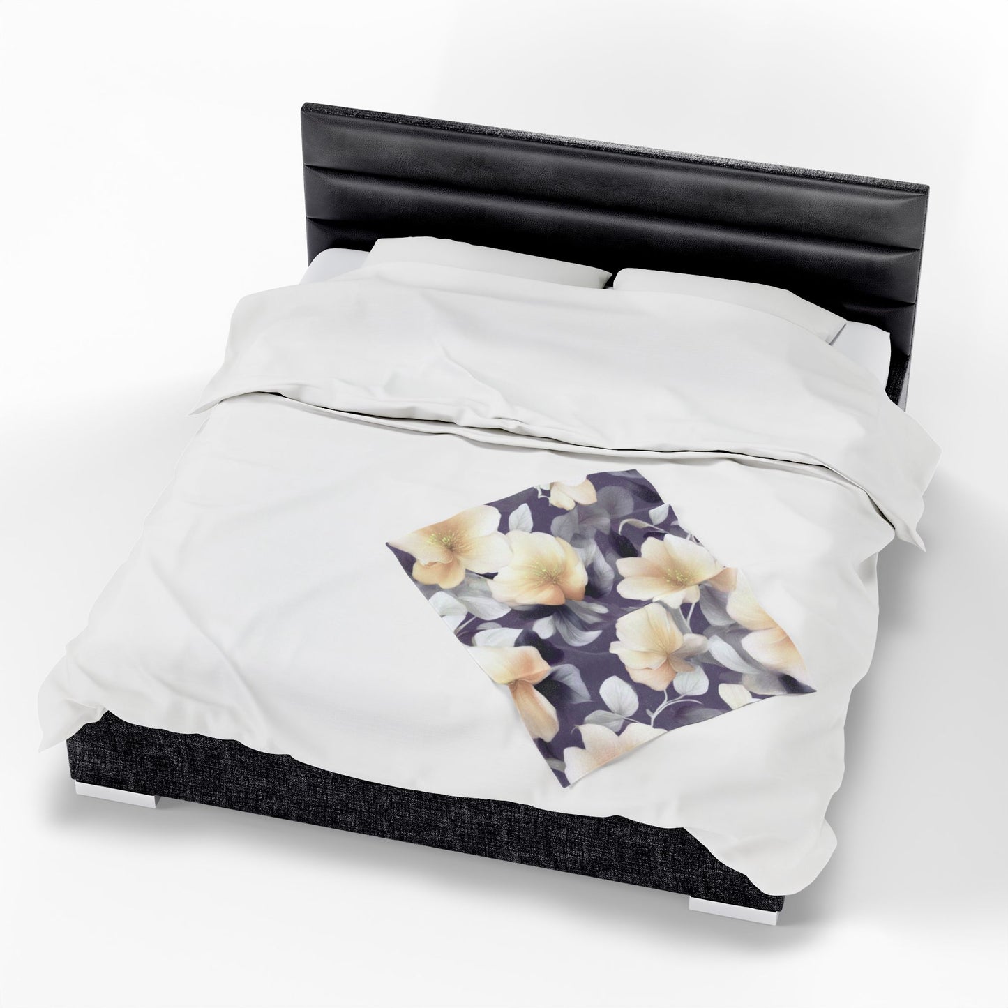 White Blush Floral Bunch Velveteen Plush Blanket, 30" x 40"