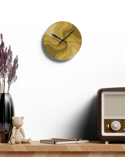 Brown Wavey 8" x 8" Round Acrylic Wall Clock