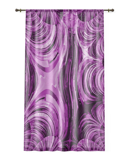 Uzi Spiral Powder Lavender Sheer Window Curtain, 50" x 84", partially transparent