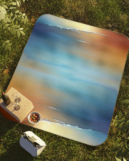 Blue Sea Red Orange Fog 61" × 51" Picnic Blanket
