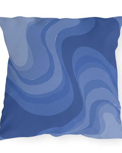 Deep Blue Wavey 20" x 20" Outdoor Pillow