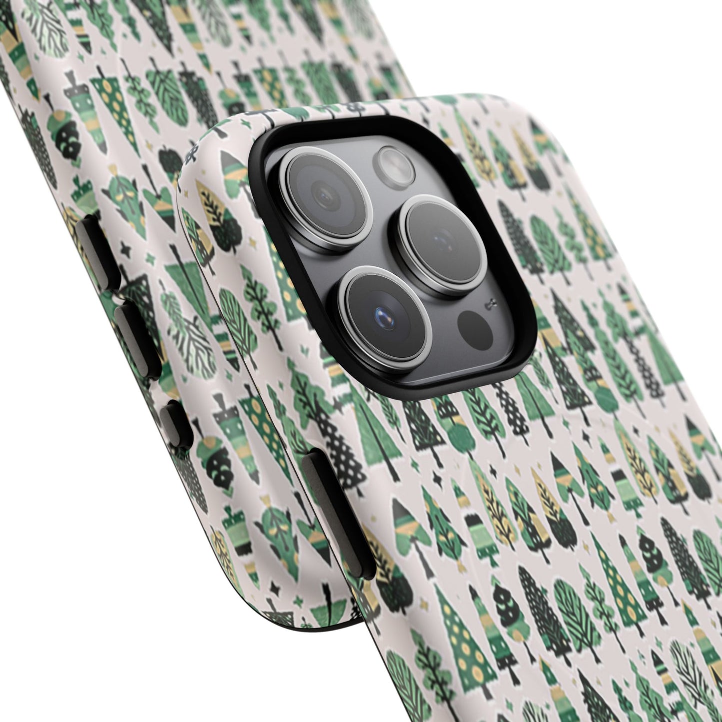 Mini Vintage Green Trees Iphone 15 Pro Tough Magnetic Cases