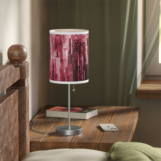 Striped Ruby Table Lamp on a White or Silver Stand, US|CA plug