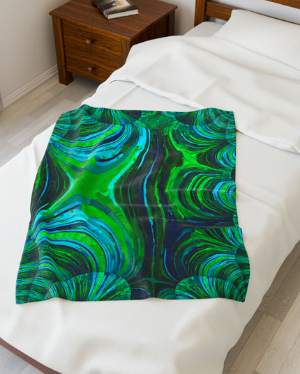 Uzi Spiral Blue Green Velveteen Plush Blanket, 30" x 40"