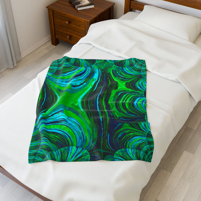 Uzi Spiral Blue Green Velveteen Plush Blanket, 30" x 40"