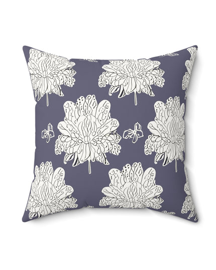 White Floral Butterflies 18" x 18" Faux Suede Square Pillow