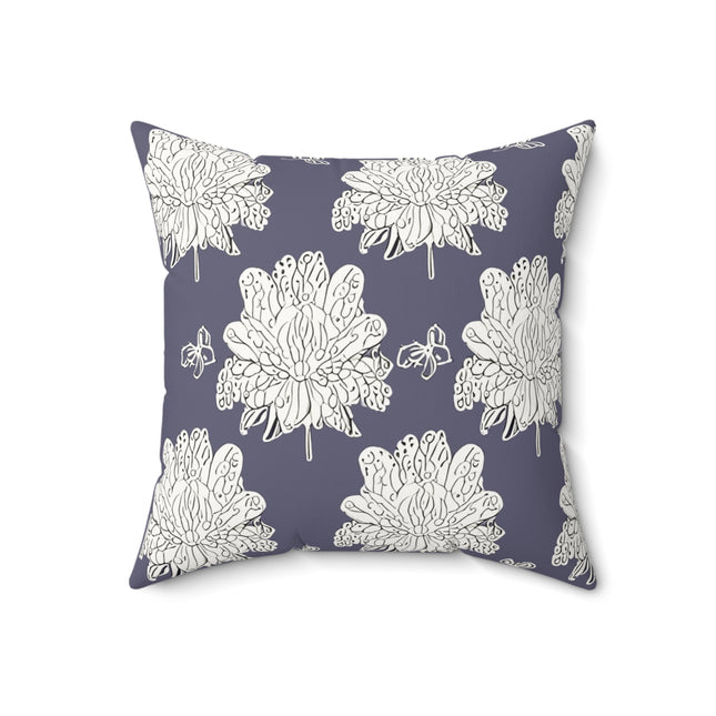 White Floral Butterflies 18" x 18" Faux Suede Square Pillow