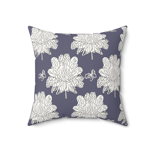 White Floral Butterflies 18" x 18" Faux Suede Square Pillow