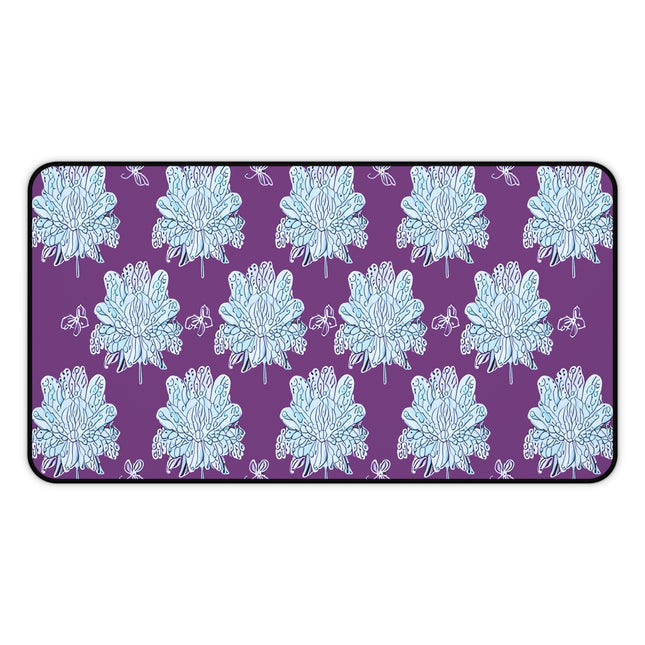 Blue Floral Butterflies 12" x 22" Desk Mat