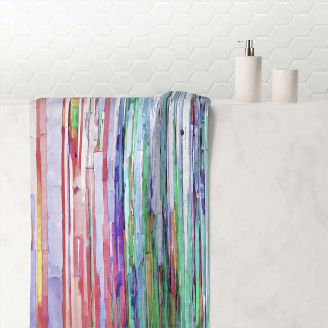 Striped Pastels 30" x 60" Mink-Cotton Towel (50% polyester, 50% cotton)