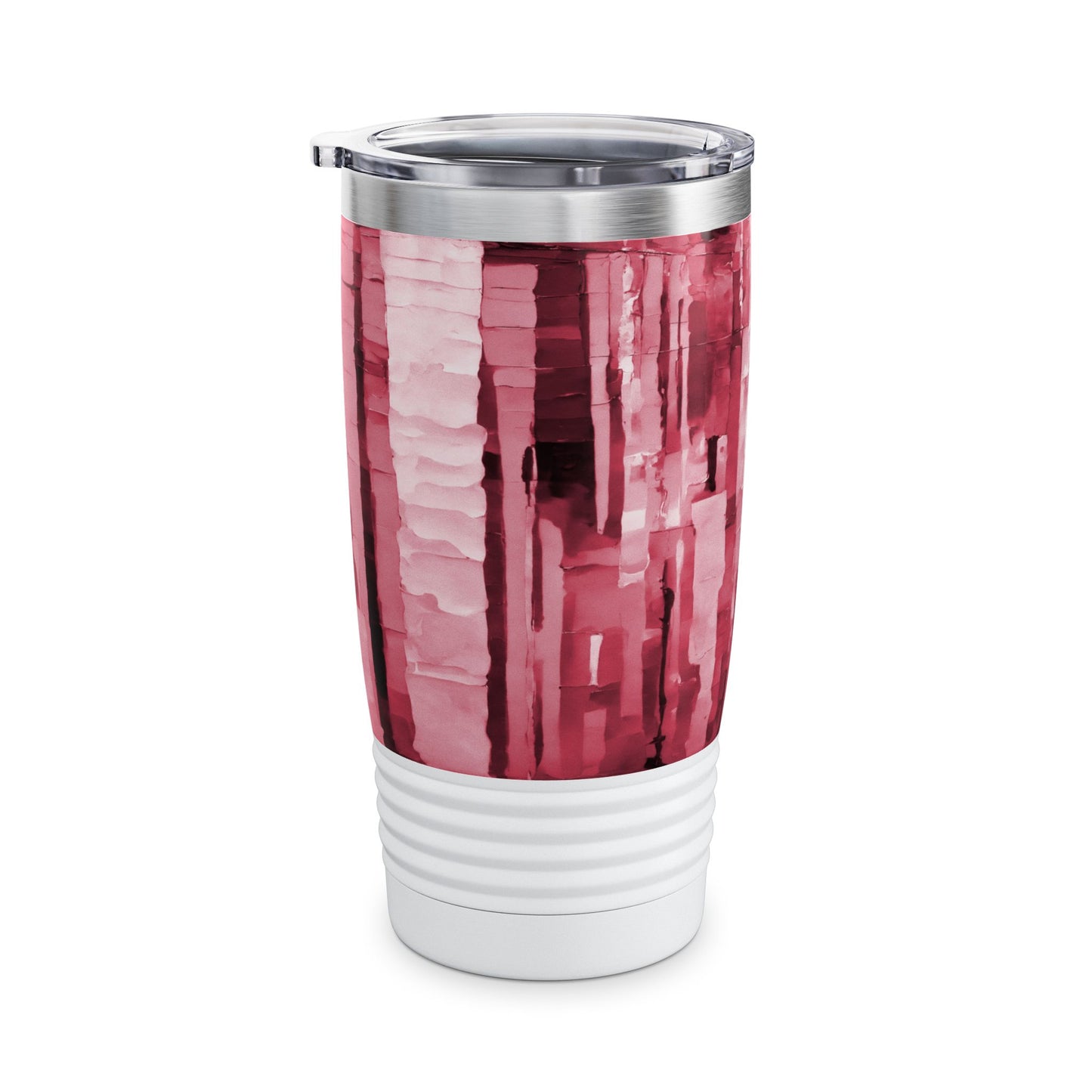 Striped Ruby Ringneck Tumbler, 20oz in white, steel and black