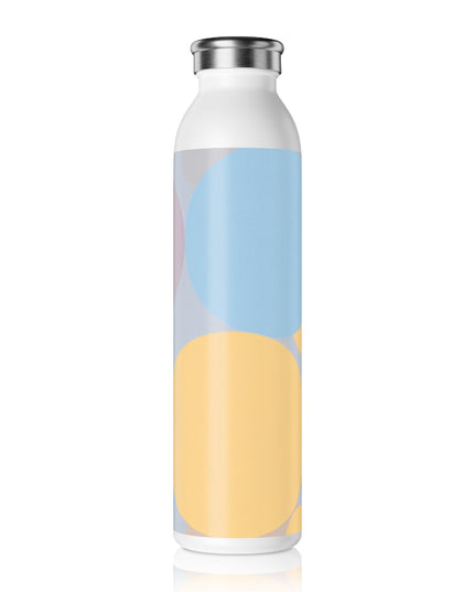 Pastel Baby Blue and Peach Patches Slim Water Bottle, 20 oz White