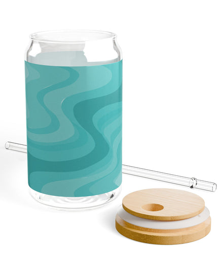 Tif Green Wavey Sipper Glass, 16oz