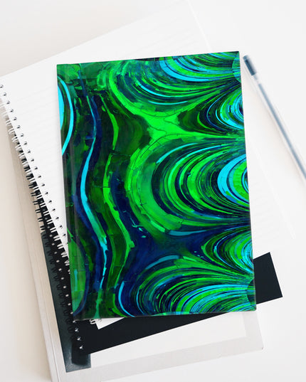 Uzi Spiral Blue Green 5" x 7" Journal - 128 Ruled Line pages