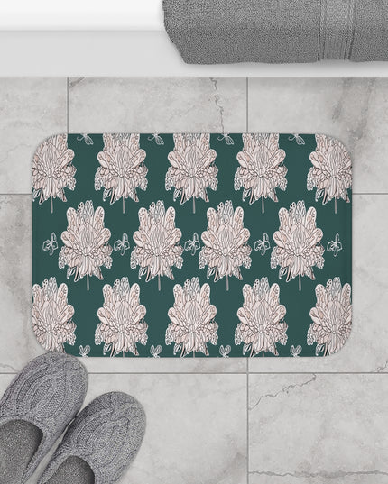Soft White Floral Butterflies 24" x 17" Bath Mat