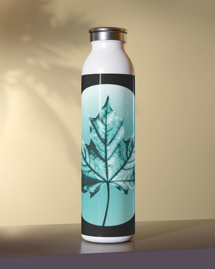 Tif Green Maple Leaf Slim Water Bottle, 20 oz White