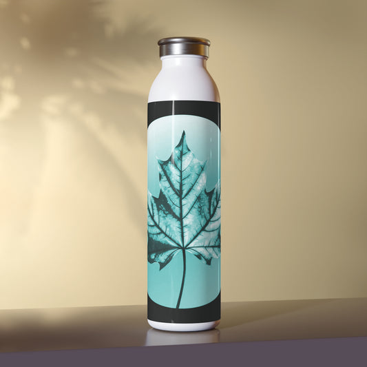 Tif Green Maple Leaf Slim Water Bottle, 20 oz White