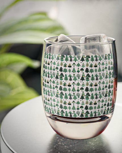 Mini Vintage Green Trees Whiskey Glass, 6 oz