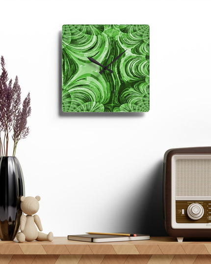 Uzi Spiral Mint Pastel Acrylic Wall Clock, Round or Square, 10.75" x 10.75"